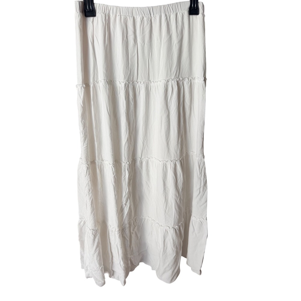 Brandy Melville White Tiered Maxi Skirt Boho One Size